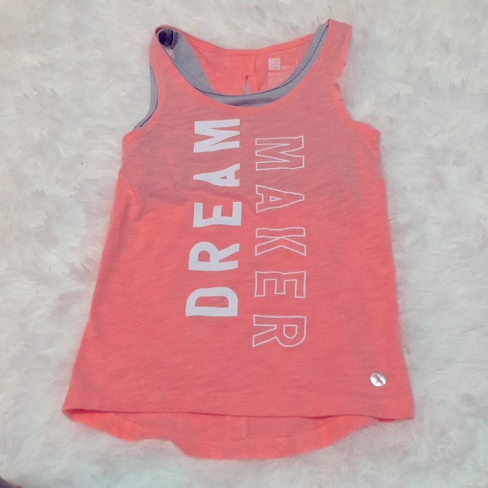 Girls active tank top with built in bra.